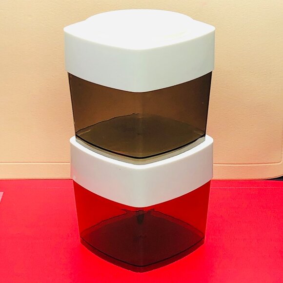 80s GENPAK Smokey Acrylic Canister SET of 2 Vintage Stackable Square Plastic Jar - Picture 1 of 11